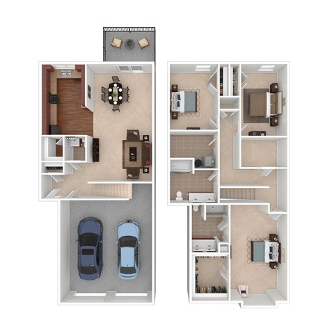 Floor plan for 3 beds, 2.5 baths, 1689 sqft
